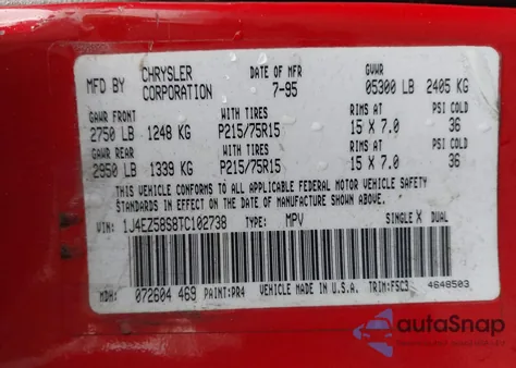 1996 Jeep Grand Cherokee Laredo из США, поврежденный, VIN 1J4EZ58S8TC102738